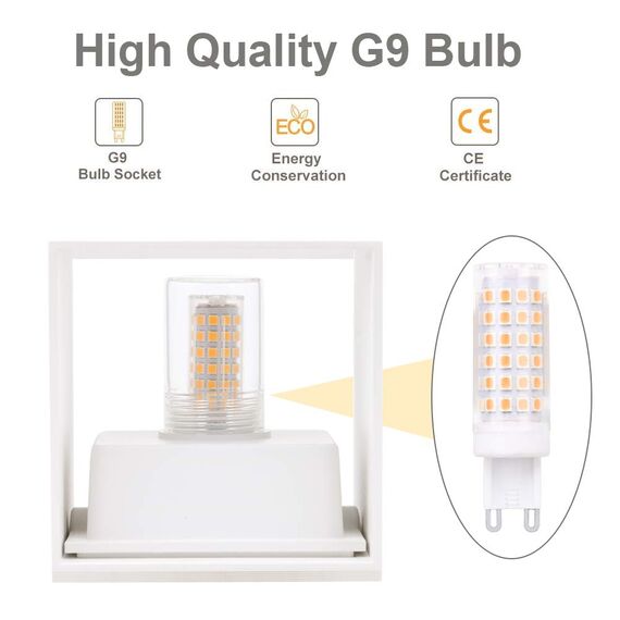 Klighten 4 Pack Wandleuchte Aussen/Innen Modern Up Down Design, 9W Wandlampe Mit Einer Ersetzbaren G9 Birne, Wasserdichte IP54 Außenwandleuchten Warmweiß 3000K, Weiß