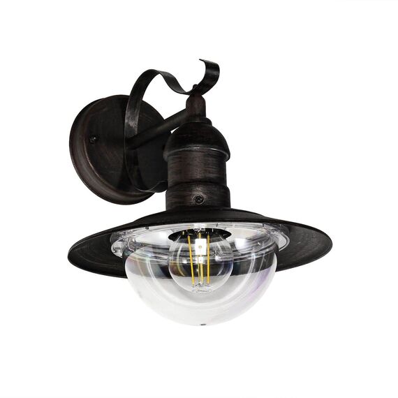 Licht-Erlebnisse Outdoor Wandlampe Aluminium Kunststoff in Gold Antik IP44 Balkon Haus B:24 cm E27 max. 60 Watt Landhaus Rustikale Wandleuchte Garten