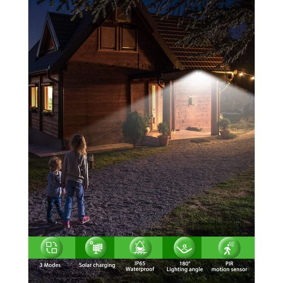 nipify Solarlampen für Außen mit Bewegungsmelder, 140 LED 3 Modi 180° LED Solar Aussenleuchte mit Bewegungsmelder Aussen, IP65 Wasserdichte Solar Lampe Outdoor für Wandleuchten Garten