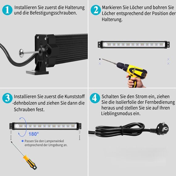 MEIHUA 42W RGB Strahler Außen 10 Farben 6 Helligkeit 30 Modi IP66 Wasserdicht Wallwasher LED Bar Lichteffekte mit Fernbedienung Partylicht für DJ Home Bühnenlichter Weihnachten Halloween 2 Pack