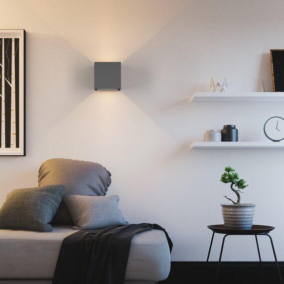 K-Bright LED Außenleuchten 7W Wandleuchten Innen/Außen Auf und ab Einstellbarer Lichtstrahl 3000K Warmweiß Außenwandleuchte LED IP65 wasserdichte Wandleuchte, Dunkelgrau