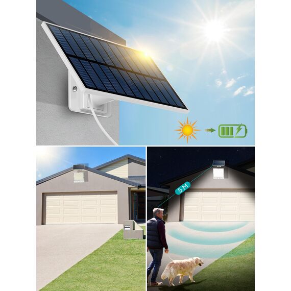 PQP Solarlampen für Außen, 105 LED Solarleuchten Aussen mit Bewegungsmelder, IP65 Wasserdicht,125°Beleuchtungswinkel, Solar Wandleuchten für Garten mit 5m Kabel-2 Stücke