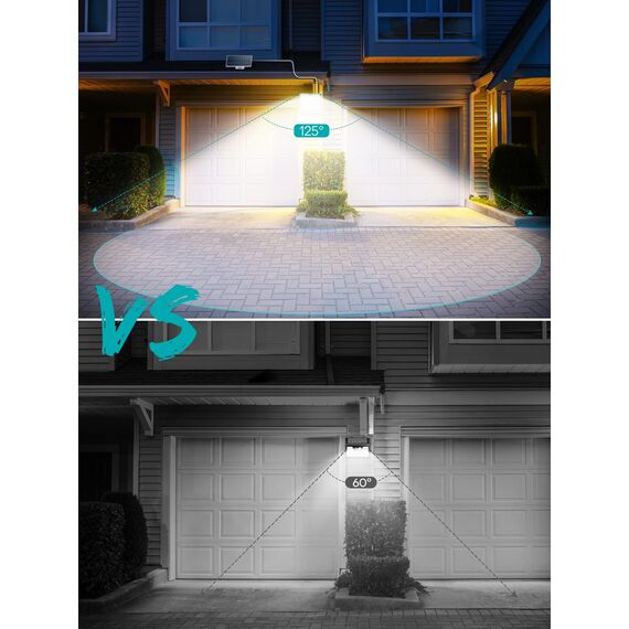 PQP Solarlampen für Außen, 105 LED Solarleuchten Aussen mit Bewegungsmelder, IP65 Wasserdicht,125°Beleuchtungswinkel, Solar Wandleuchten für Garten mit 5m Kabel-2 Stücke