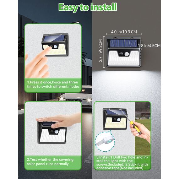 nipify Solarlampen für Außen mit Bewegungsmelder, 140 LED 3 Modi 180° LED Solar Aussenleuchte mit Bewegungsmelder Aussen, IP65 Wasserdichte Solar Lampe Outdoor für Wandleuchten Garten