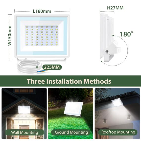 Aigostar LED Strahler Außen 30W,2510LM Superhell LED Fluter,IP65 Wasserdicht Außenstrahler, 6500K Kaltes Weiß Scheinwerfer Wandleuchtefür Garten, Innenhöfe, Garage, Hotel