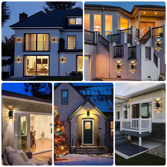 LMP LED Wandleuchte aussen Wandlampe außen, Up Down Außenlampe Aussenlampe Außenleuchte Wand, IP65 GU10 Runde Außenwandleuchte Aussenleuchte Außenbeleuchtung Hauswand Balkon Haus Terrasse, Grau