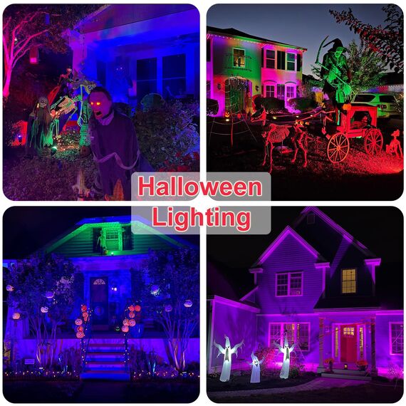 LED Strahler Außen RGB 50W Flutlicht Dimmbar Bunt & Kaltweiß, Smart Bluetooth APP Steuerung Flutlichtstrahler, IP66 Wasserdicht Aussenstrahler, Fluter für Aussen Innen Garten Hinterhof, Garage-4 Stk