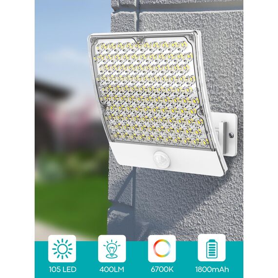 PQP Solarlampen für Außen, 105 LED Solarleuchten Aussen mit Bewegungsmelder, IP65 Wasserdicht,125°Beleuchtungswinkel, Solar Wandleuchten für Garten mit 5m Kabel-2 Stücke