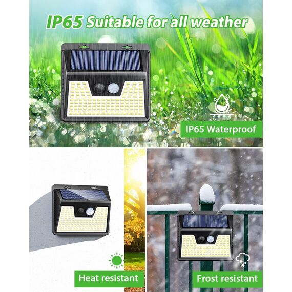nipify Solarlampen für Außen mit Bewegungsmelder, 140 LED 3 Modi 180° LED Solar Aussenleuchte mit Bewegungsmelder Aussen, IP65 Wasserdichte Solar Lampe Outdoor für Wandleuchten Garten