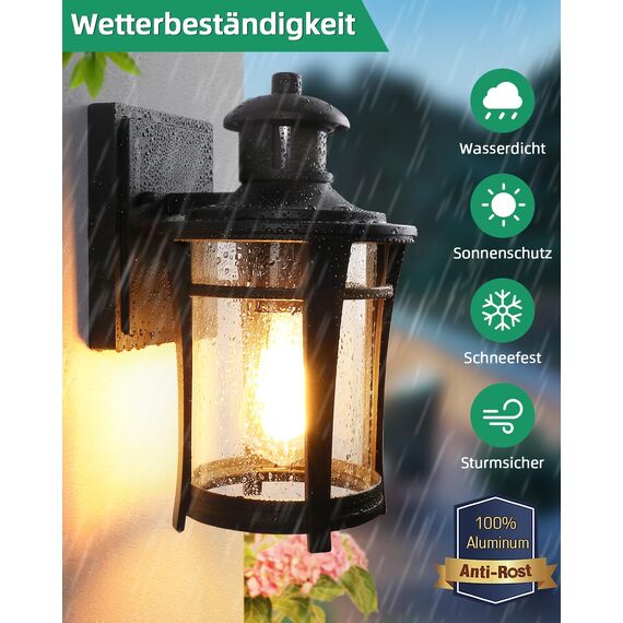 Lamomo Außenlampe mit Bewegungsmelder, 3 Beleuchtungsmodi Led Aussenlampe Lampe mit Bewegungsmelder Aussen, Wasserdichtes Außenleuchte Wandleuchte Außen Ausenbeleutung Hauswand für Haus, Eisenhaltig