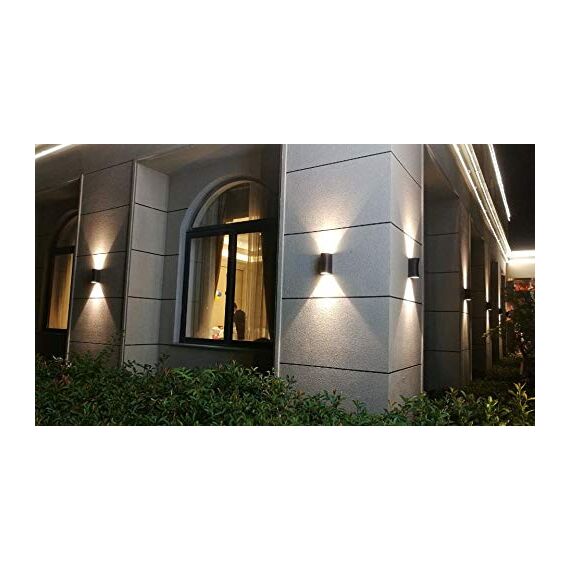 LASIDE Aussenleuchte Aussenlampe Wand Rund, GU10 Anthrazit Aluminium Up Down Außenlampe Außenleuchte, IP44 Spritzwassergeschützt Wandlampe Wandleuchte Lampe Aussen Außen Leuchte für Garten Terrasse