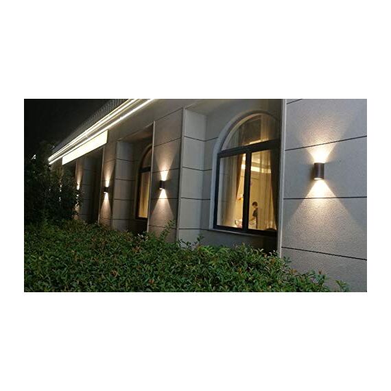 LASIDE Aussenleuchte Aussenlampe Wand Rund, GU10 Anthrazit Aluminium Up Down Außenlampe Außenleuchte, IP44 Spritzwassergeschützt Wandlampe Wandleuchte Lampe Aussen Außen Leuchte für Garten Terrasse