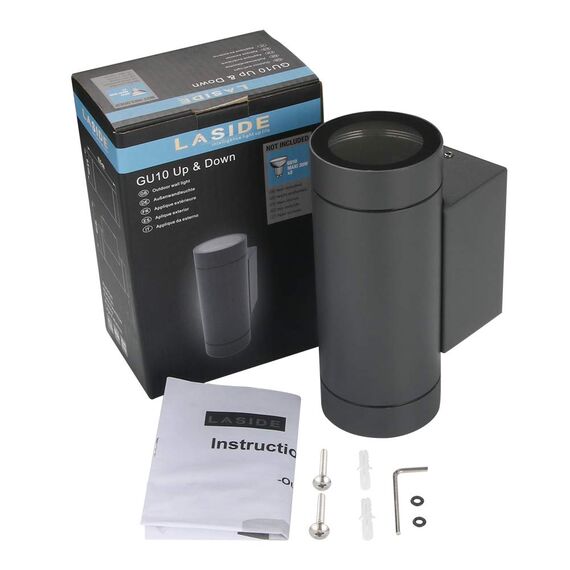 LASIDE Aussenleuchte Aussenlampe Wand, GU10 Anthrazit Aluminium Up and Down Außenlampe Außenleuchte, IP65 Spritzwassergeschützt Wandlampe Wandleuchte Lampe Aussen Außen Leuchte für Garten Terrasse