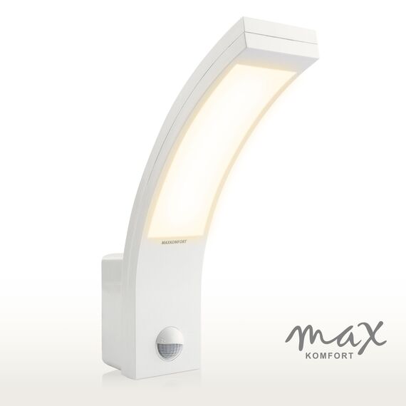 max K O M F O R T LED Aussenleuchten Bewegungsmelder Wand-leuchte Wandlampe Flurleuchte Fluter 15W weiß modern IP54 PIRIT-WH