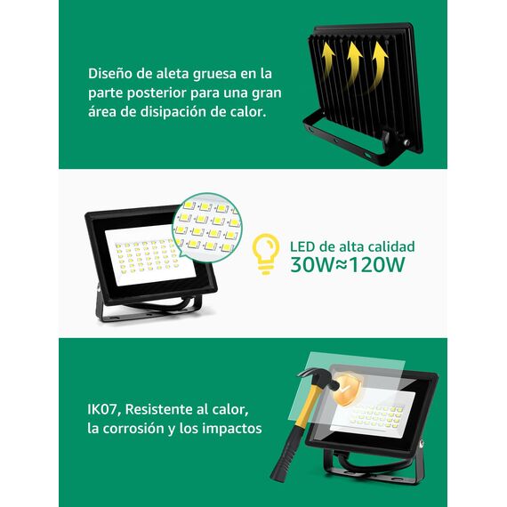 Aigostar LED Strahler Außen Innen 30W 2510LM Kaltweiss 6500K Ledstrahler Scheinwerfer IP65 Wasserdicht LED Außenstrahler für Hell Garten Garage Sportplatz Hof Fluter