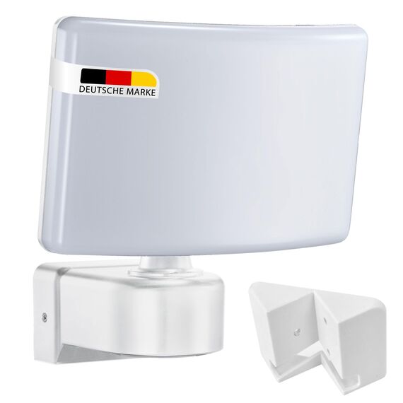 max K O M F O R T LED Fluter Strahler 30W weiß schwenkbar | Eckmontage neutralweiß 4000K IP65 | Wand-leuchte Wandlampe Flurleuchte modern SUN2200A