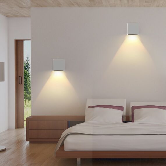 K-Bright LED Wandleuchte Innen 7W Wandlampe Außen Auf und ab Einstellbarer Lichtstrahl 3000K Warmweiß Außenwandleuchte IP65 Wasserdichte Wandleuchten (Hellgrau)