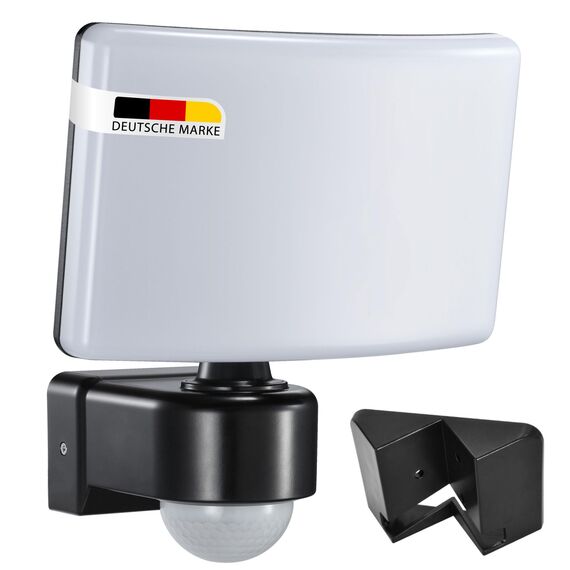max K O M F O R T LED Fluter mit Bewegungsmelder Eckmontage möglicht Wand-leuchte Wandlampe Flurleuchte Fluter 30W schwarz modern IP65 SUN2200