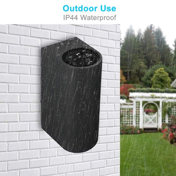 LASIDE Aussenleuchte Aussenlampe Wand Rund, GU10 Anthrazit Aluminium Up Down Außenlampe Außenleuchte, IP44 Spritzwassergeschützt Wandlampe Wandleuchte Lampe Aussen Außen Leuchte für Garten Terrasse