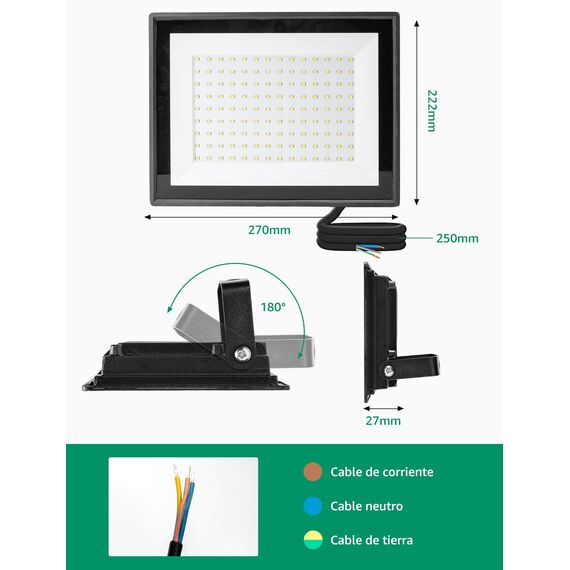 Aigostar LED Strahler Außen Innen 100W 8700LM Kaltweiss 6500K Ledstrahler Scheinwerfer IP65 Wasserdicht LED Außenstrahler für Hell Garten Garage Sportplatz Hof Fluter