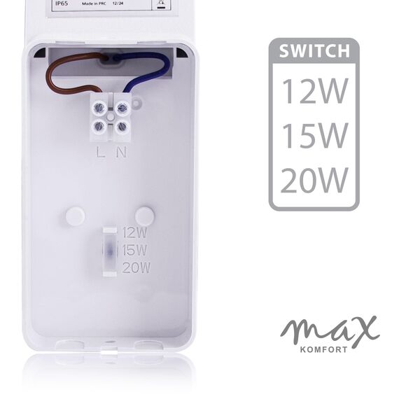 LED Außenleuchte mit Bewegungsmelder – 12/15/20W wählbar – IP65 – 1600-2500lm – Sensor abschaltbar für Dauerlicht – 4000K neutralweiß – Modell X-Prit für Wandmontage