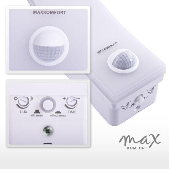 LED Außenleuchte mit Bewegungsmelder – 12/15/20W wählbar – IP65 – 1600-2500lm – Sensor abschaltbar für Dauerlicht – 4000K neutralweiß – Modell X-Prit für Wandmontage