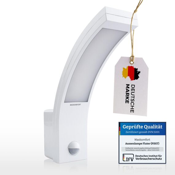 max K O M F O R T LED Aussenleuchten Bewegungsmelder Wand-leuchte Wandlampe Flurleuchte Fluter 15W weiß modern IP54 PIRIT-WH