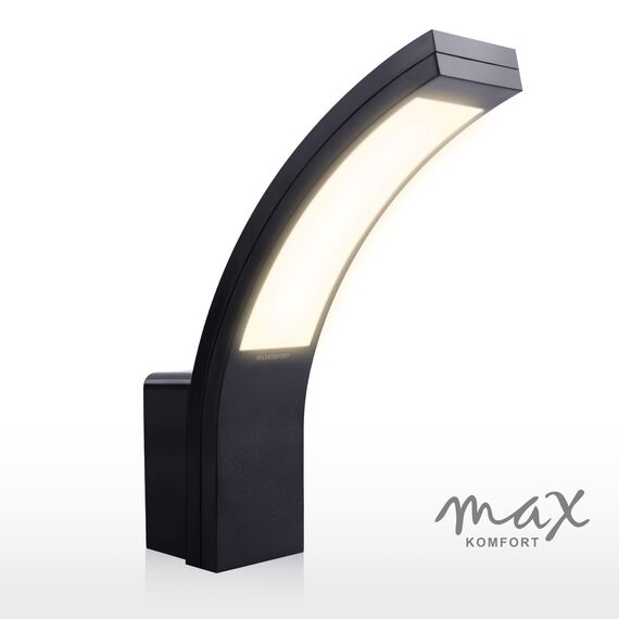 max K O M F O R T LED Aussenleuchten Wand-leuchte Wandlampe neutralweiß 4000K Flurleuchte Fluter 15W schwarz modern IP54 PIRIT-BK-0