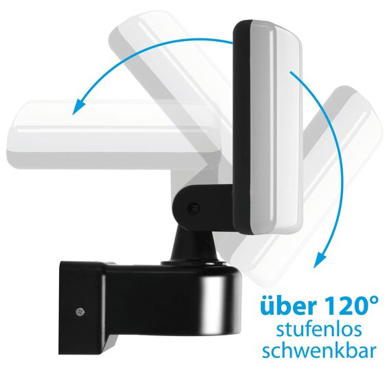 max K O M F O R T LED Außenwandleuchte Fluter Schwarz Schwenkbar | 30W Neutralweiß 4000K, IP65 | Eckmontage möglich | Wandlampe, Strahler, 2200lm, Modernes Design, Lebensdauer 50.000h | SUN2200A