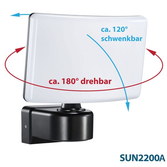 max K O M F O R T LED Außenwandleuchte Fluter Schwarz Schwenkbar | 30W Neutralweiß 4000K, IP65 | Eckmontage möglich | Wandlampe, Strahler, 2200lm, Modernes Design, Lebensdauer 50.000h | SUN2200A