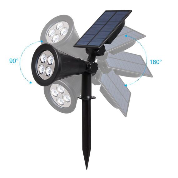 T-SUN Solarleuchte Garten, 4LED Solarstrahler Solar Gartenleuchte Außen mit 2-in1 Gartenbeleuchtung Wasserdicht Drahtlos, 2 Helligkeitsstufe für Hof, Rasen,Terrasse.(Natürliches Weiß 4000K)