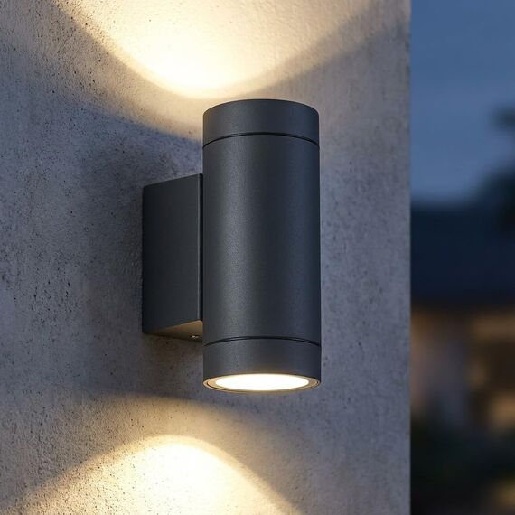 LASIDE Aussenleuchte Aussenlampe Wand, GU10 Anthrazit Aluminium Up and Down Außenlampe Außenleuchte, IP65 Spritzwassergeschützt Wandlampe Wandleuchte Lampe Aussen Außen Leuchte für Garten Terrasse