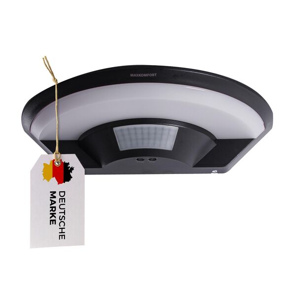 max K O M F O R T LED Aussenleuchte mit Bewegungsmelder Wand-leuchte Wandlampe Flurleuchte Fluter 10W schwarz modern IP54 SETA
