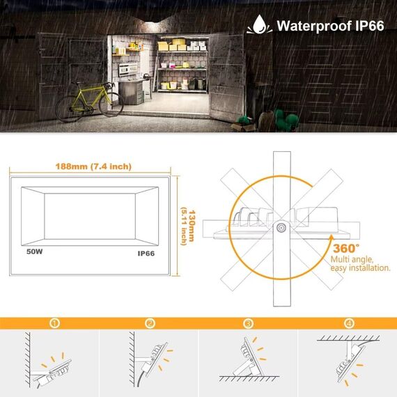 RGB LED Strahler Außen mit Fernbedienung, 1PCS RGBW 4450LM Dimmbar Farben Außenstrahler Outdoor, 3000K Warmweiß Fluter Flutlichtstrahler Farbwechsel Beleuchtung Flutlicht Garten IP66 Wasserdicht
