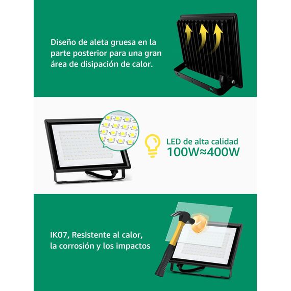 Aigostar LED Strahler Außen Innen 100W 8700LM Kaltweiss 6500K Ledstrahler Scheinwerfer IP65 Wasserdicht LED Außenstrahler für Hell Garten Garage Sportplatz Hof Fluter