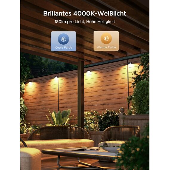 Govee Outdoor Zaun Wandleuchte Außen Funktioniert mit Matter und Alexa, RGBWIC Zaunleuchte mit 4000K weißem Licht, Musikmodus und 60 Szenenmodi für Zaun Terrasse Garten Wand, IP65 Wasserdicht,12 Stück