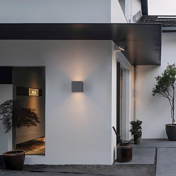 K-Bright LED Außenleuchten 7W Wandleuchten Innen/Außen Auf und ab Einstellbarer Lichtstrahl 3000K Warmweiß Außenwandleuchte LED IP65 wasserdichte Wandleuchte, Anthrazit