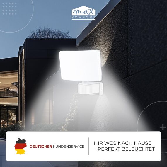 max K O M F O R T LED Fluter Strahler 30W weiß schwenkbar | Eckmontage neutralweiß 4000K IP65 | Wand-leuchte Wandlampe Flurleuchte modern SUN2200A