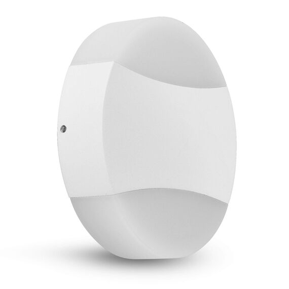 Maxkomfort LED Aussenleuchte rund weiß 10W warmweiß Aussenwandleuchte flach up&down Aussenlampe 1520 DUO