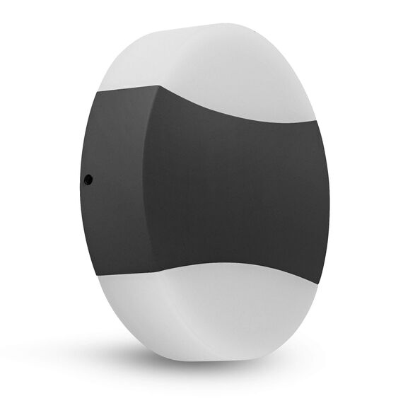 Maxkomfort LED Aussenleuchte rund schwarz 10W warmweiß Aussenwandleuchte flach up&down Aussenlampe 1520 DUO