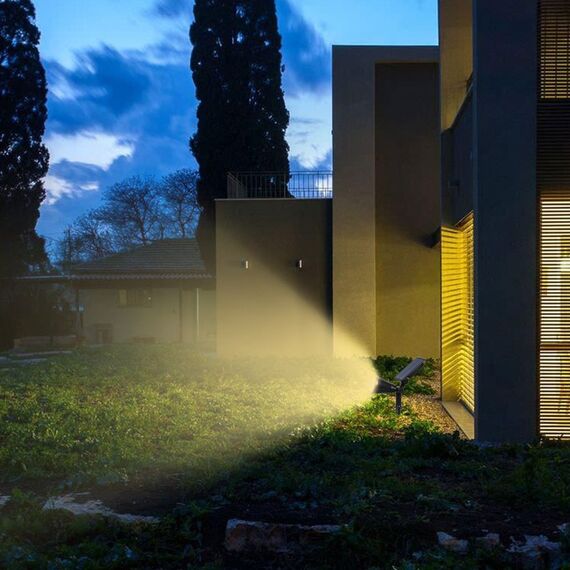 T-SUN Solarleuchte Garten, 4LED Solarstrahler Solar Gartenleuchte Außen mit 2-in1 Gartenbeleuchtung Wasserdicht Drahtlos, 2 Helligkeitsstufe für Hof, Rasen,Terrasse.(Natürliches Weiß 4000K)