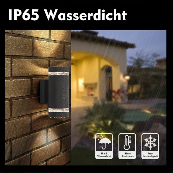 CELAVY LED Wandleuchte Wandlampe aussen 2 Stück, IP65 Außenlampe Außenleuchte Wand GU10 Aluminium, Wasserdichte Up Down Außenbeleuchtung Außenwandleuchte Aussenleuchte für Terrasse Balkon Haus, Grau