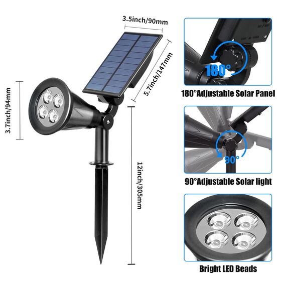 T-SUN Solar Gartenleuchten, 2-in-1 Wasserdicht Drahtlos Outdoor Wandleuchte, 2 Beleuchtungsmodi, Sicherheitsbeleuchtung.(Kaltes Weiß 6000K)