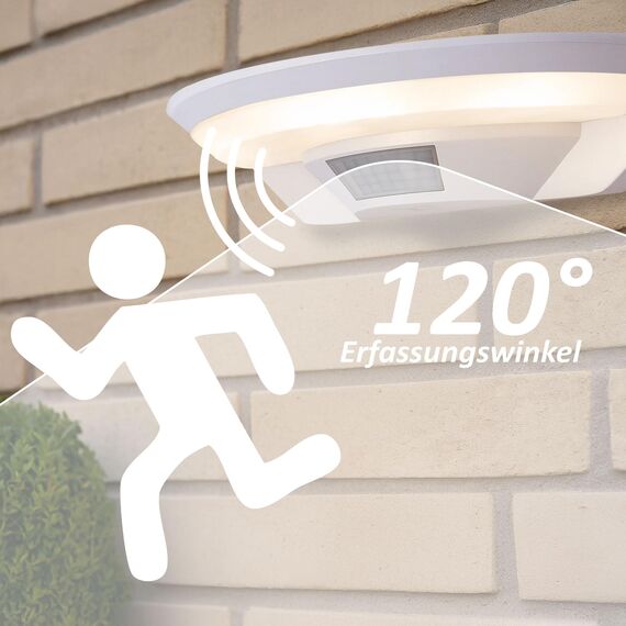 max K O M F O R T LED Aussenleuchte mit Bewegungsmelder Wand-leuchte Wandlampe Flurleuchte Fluter 10W weiß modern IP54 SETA