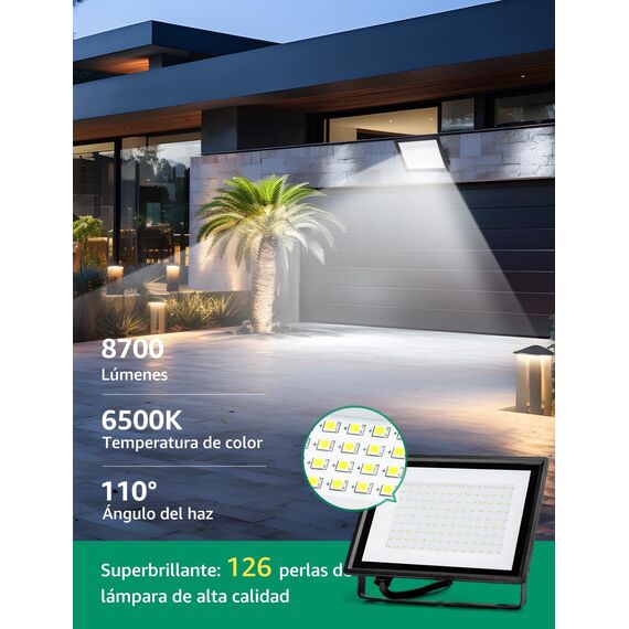 Aigostar LED Strahler Außen Innen 100W 8700LM Kaltweiss 6500K Ledstrahler Scheinwerfer IP65 Wasserdicht LED Außenstrahler für Hell Garten Garage Sportplatz Hof Fluter