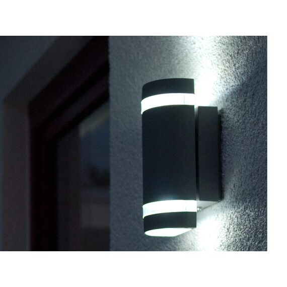 Außenwandleuchte FOCUS in Anthrazit,Wandleuchte aus Aluminium m.GU10-Fassung,max. 35W, Außenleuchte mit Up- & Down-Effekt,moderne Außenlampe, wetterfeste Wandlampe,geeignet für LED&Smart Leuchtmittel