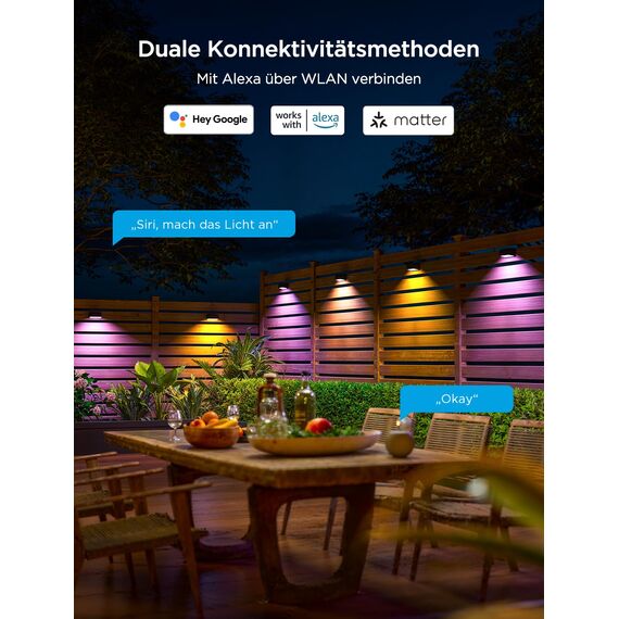Govee Outdoor Zaun Wandleuchte Außen Funktioniert mit Matter und Alexa, RGBWIC Zaunleuchte mit 4000K weißem Licht, Musikmodus und 60 Szenenmodi für Zaun Terrasse Garten Wand, IP65 Wasserdicht,12 Stück