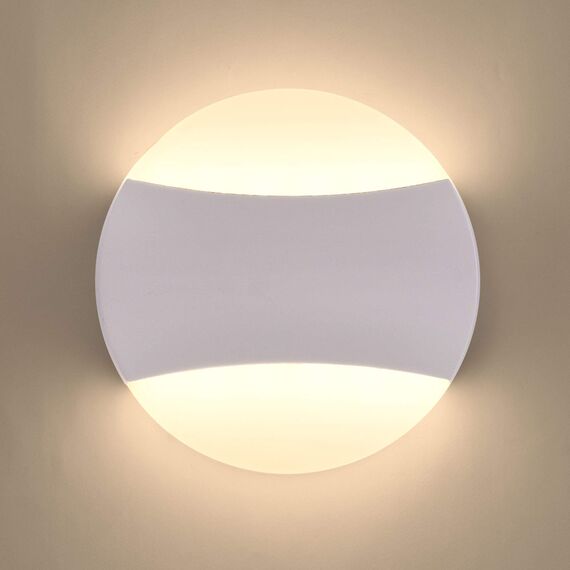 Maxkomfort LED Aussenleuchte rund weiß 10W warmweiß Aussenwandleuchte flach up&down Aussenlampe 1520 DUO