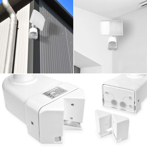 max K O M F O R T LED Fluter mit Bewegungsmelder Eckmontage möglicht Wand-leuchte Wandlampe Flurleuchte Fluter 30W weiß modern IP65 SUN2200