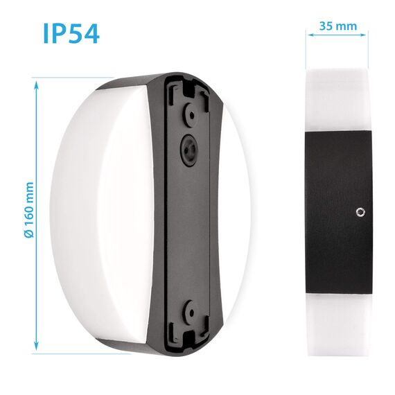 Maxkomfort LED Aussenleuchte rund schwarz 10W warmweiß Aussenwandleuchte flach up&down Aussenlampe 1520 DUO